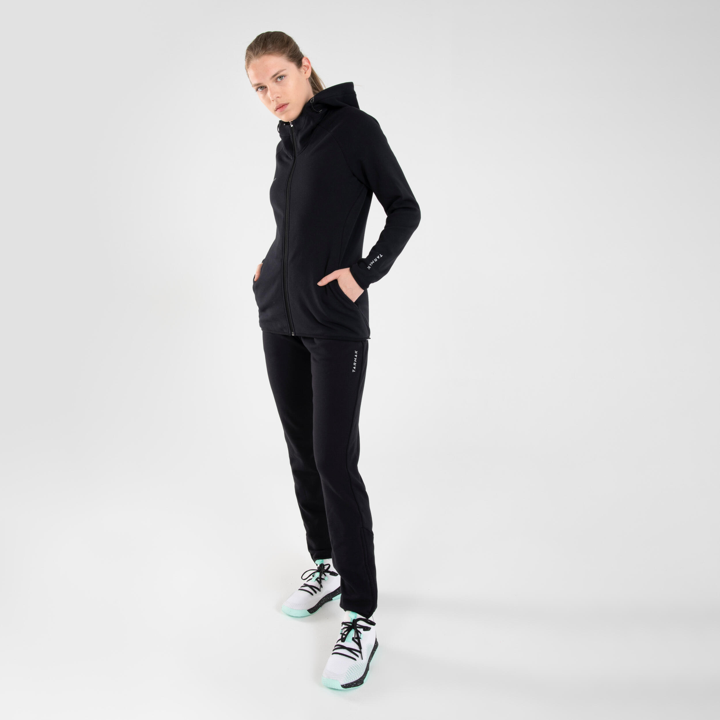 PANTALONI DA BASKET DONNA P500 NERO