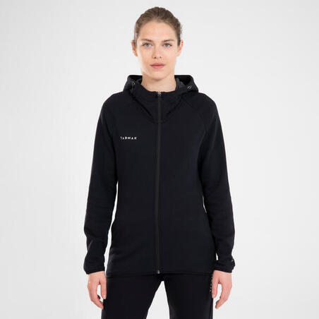 BASKETBOLLHOODIE MED DRAGKEDJA DAM - J500 SVART 
