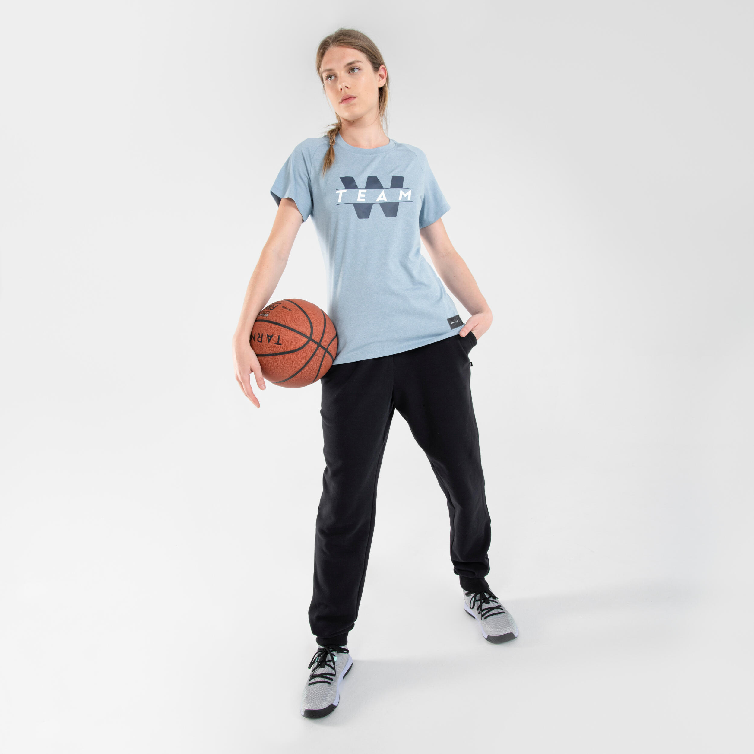 PANTALONI DA BASKET DONNA P500 NERO