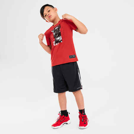 Mergaičių / berniukų krepšinio marškinėliai „TS500 Fast“, raudoni, su užrašu „Basket“