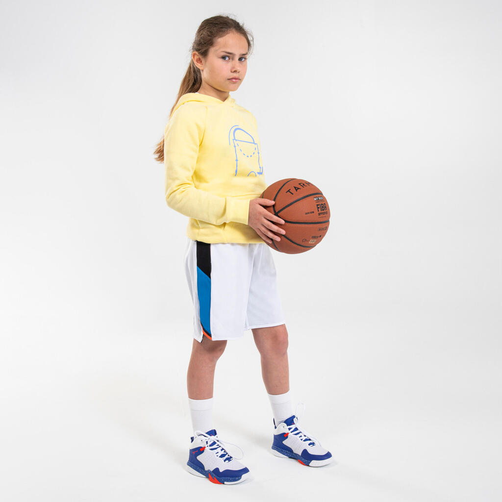 Detská basketbalová mikina s kapucňou H100 žltá