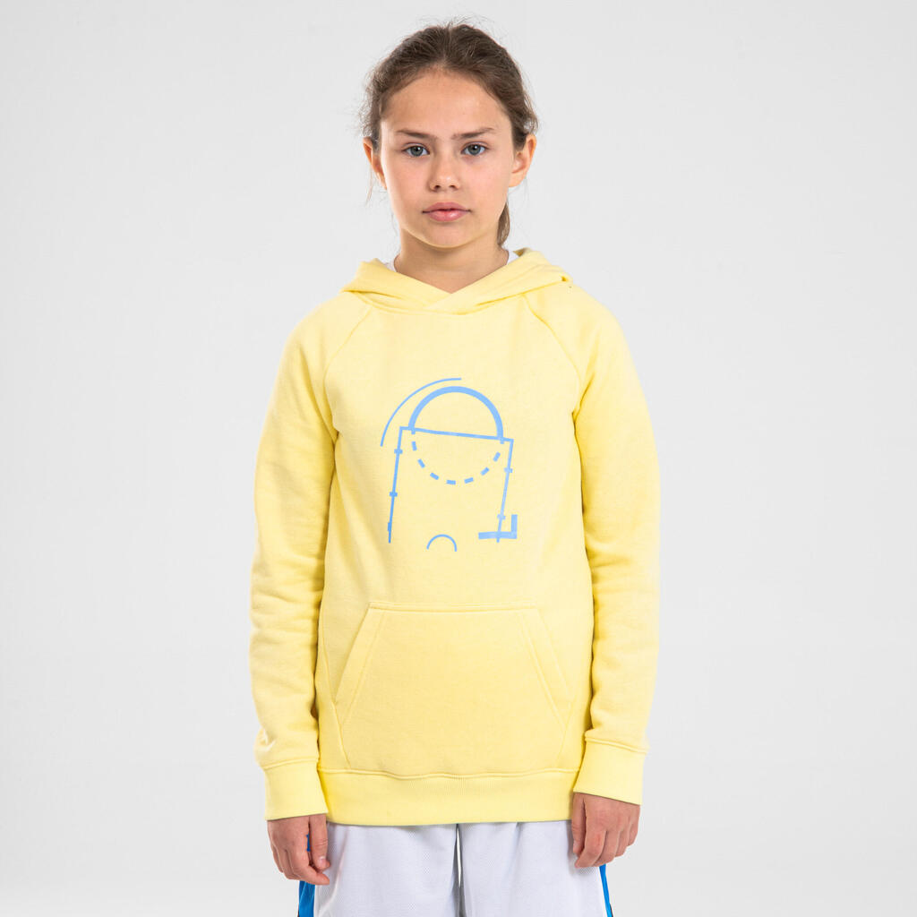 Kids' Basketball Hoodie H100 - Yellow