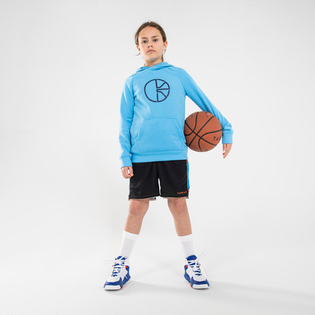 Kinder Sweatshirt mit Kapuze Hoodie Basketball - H100 gelb