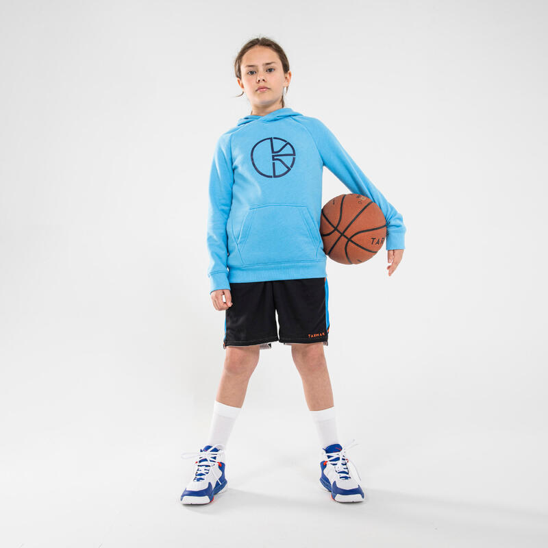 Dětská basketbalová mikina s kapucí H100 modrá 