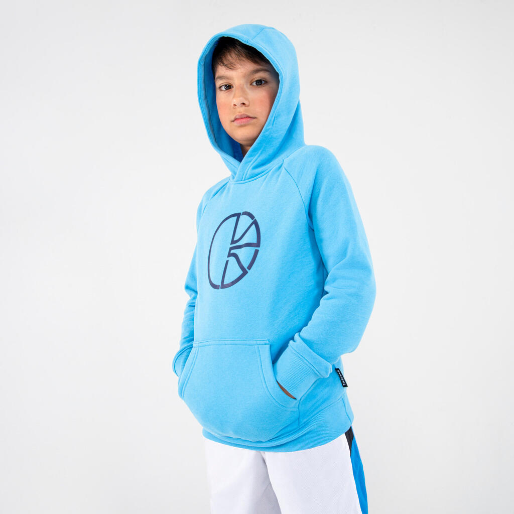 Kinder Sweatshirt mit Kapuze Hoodie Basketball - H100 gelb