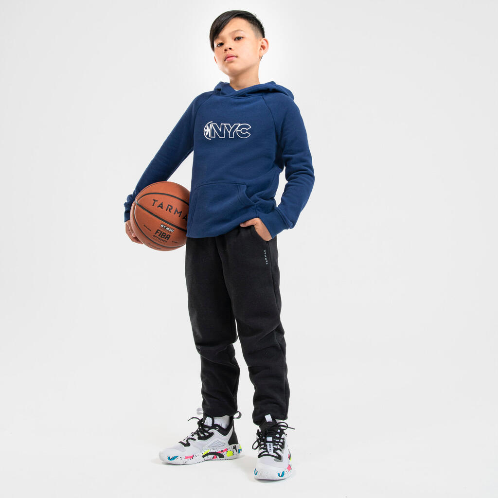 Kinder Sweatshirt mit Kapuze Hoodie Basketball - H100 gelb