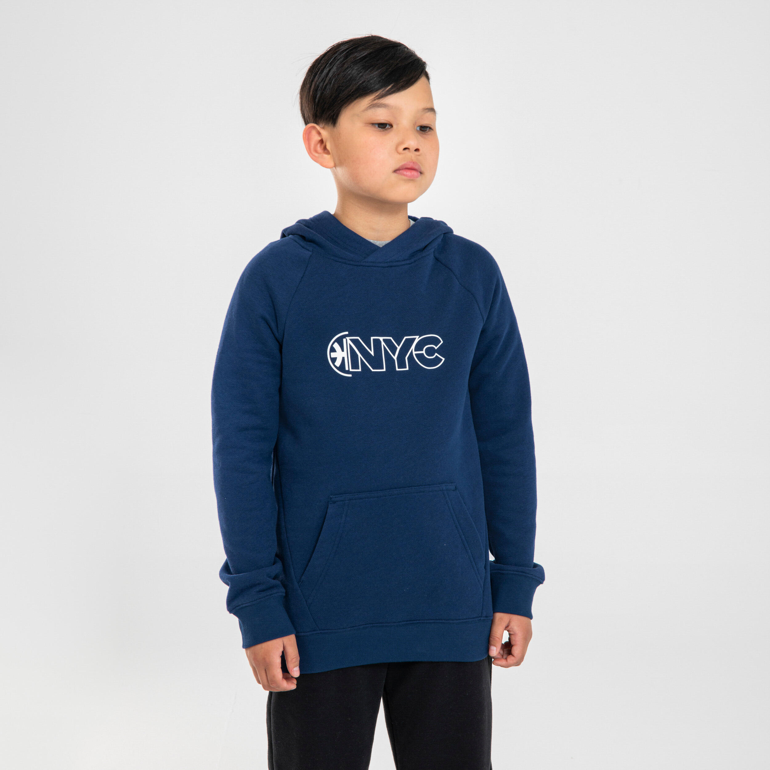 Kids' Basketball Hoodie H100 - Navy 1/7