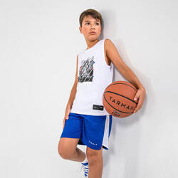 SHORT DE BASKETBALL ENFANT - SH500 BLEU BLANC