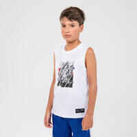 Berniukų / mergaičių berankoviai krepšinio marškinėliai „TS500NS“, balti