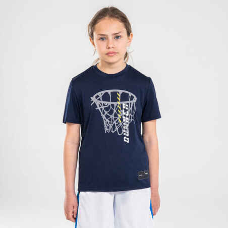 Otroška košarkarska majica s kratkimi rokavi TS500 Fast - Mornarsko modra