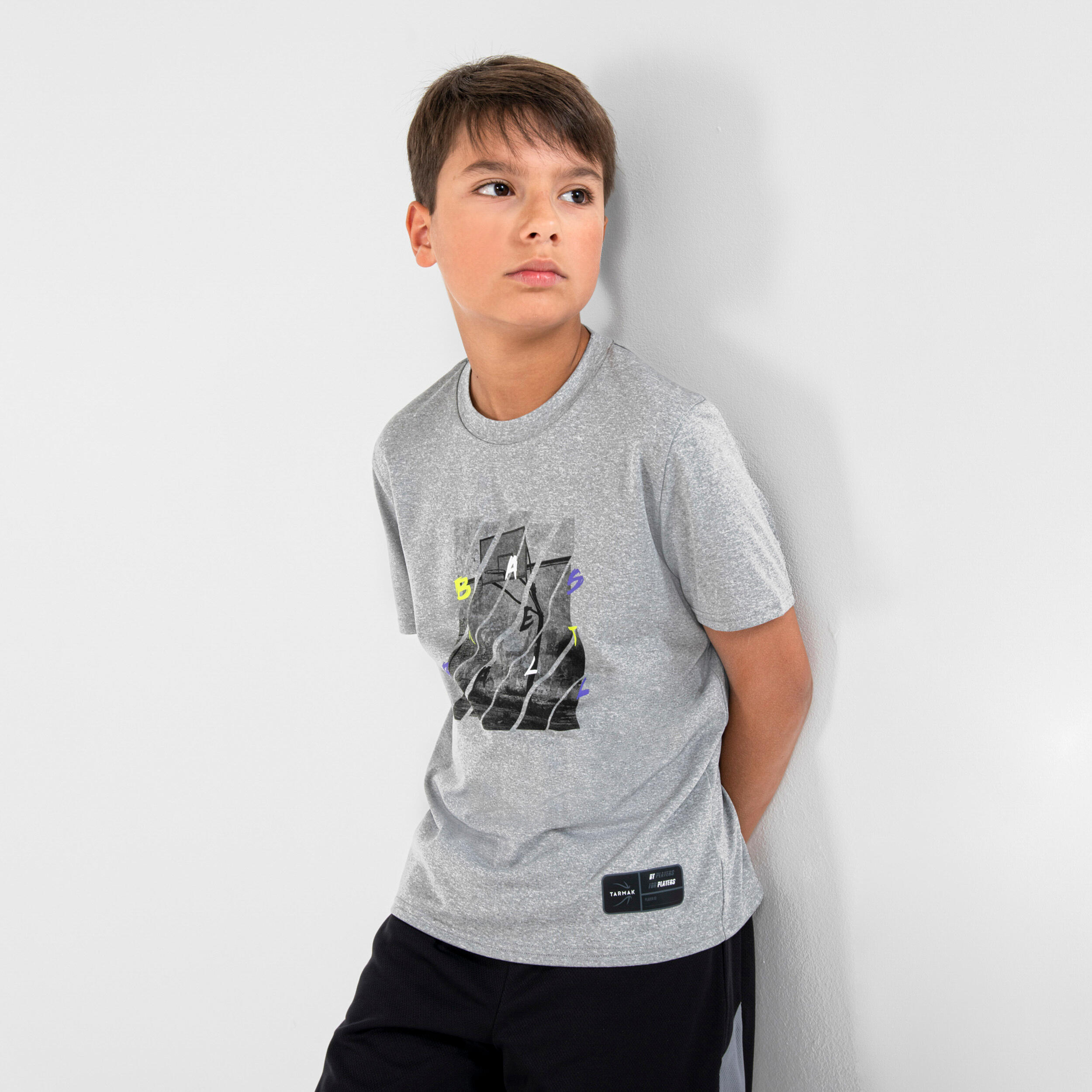 Kids' Basketball T-Shirt / Jersey TS500 Fast - Light Grey 5/7