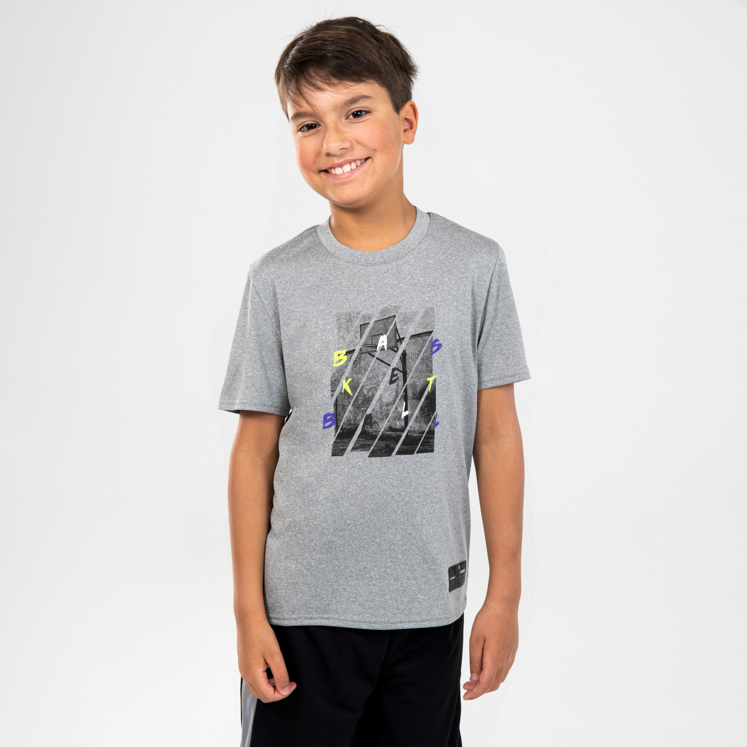 TARMAK Kids' Basketball T-Shirt / Jersey TS500 Fast - Light Grey