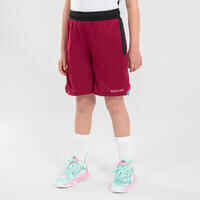 Kids' Reversible Basketball Shorts SH500R - Burgundy/White