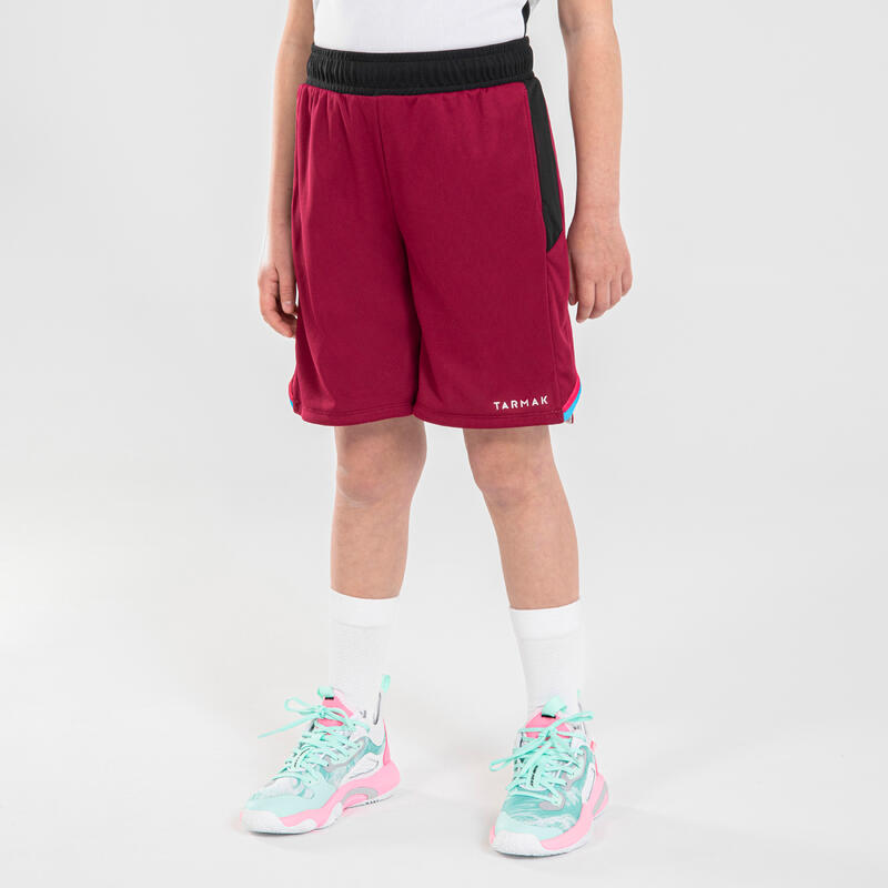 Basketball Wendeshorts SH500R Kinder bordeaux/weiss