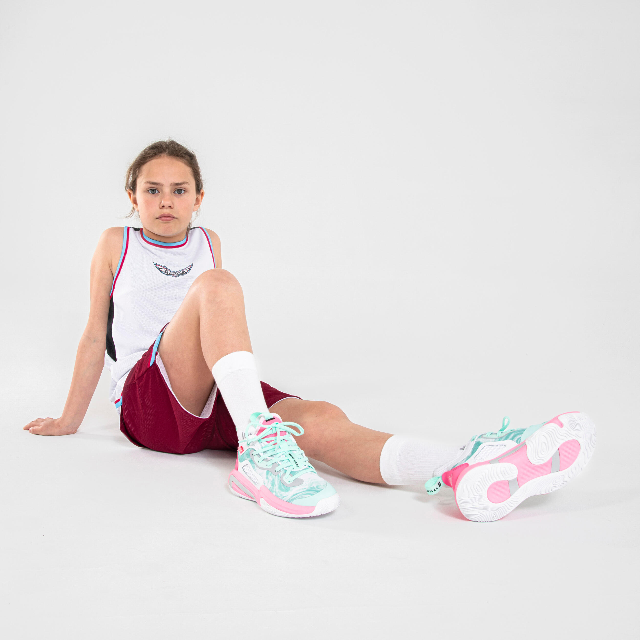 Kids' Basketball Shoes SE900 Mini Me - Green/Pink/NBA Miami Heat 9/10