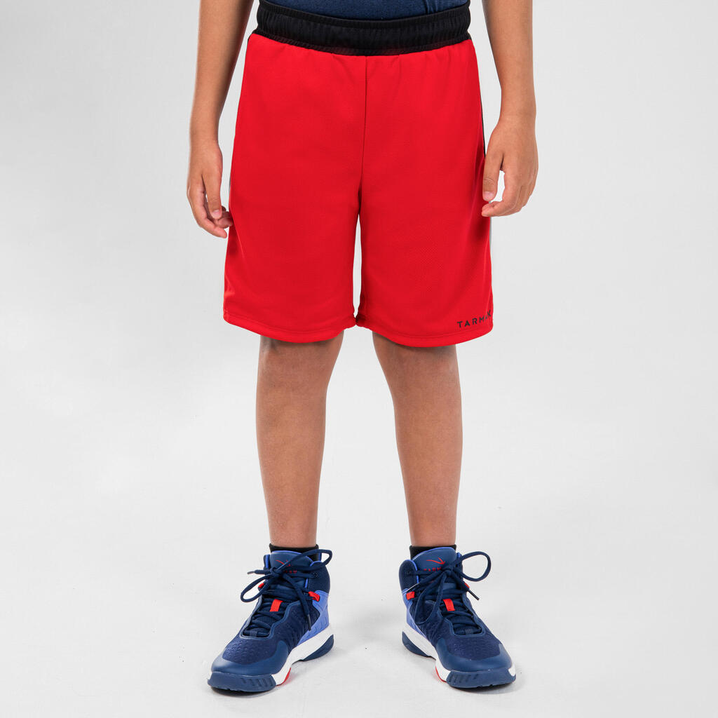 Kids' Reversible Basketball Shorts SH500R - Red/Black