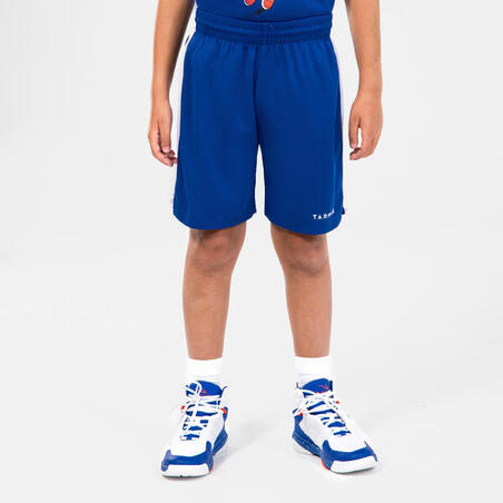 Basketshorts SH500 junior blå/vit 