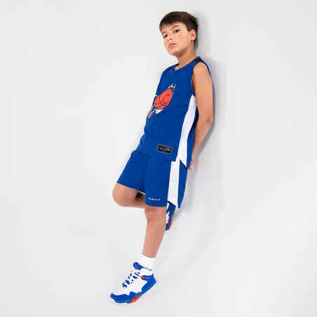 Kids' Basketball Shorts SH500 - Blue/White