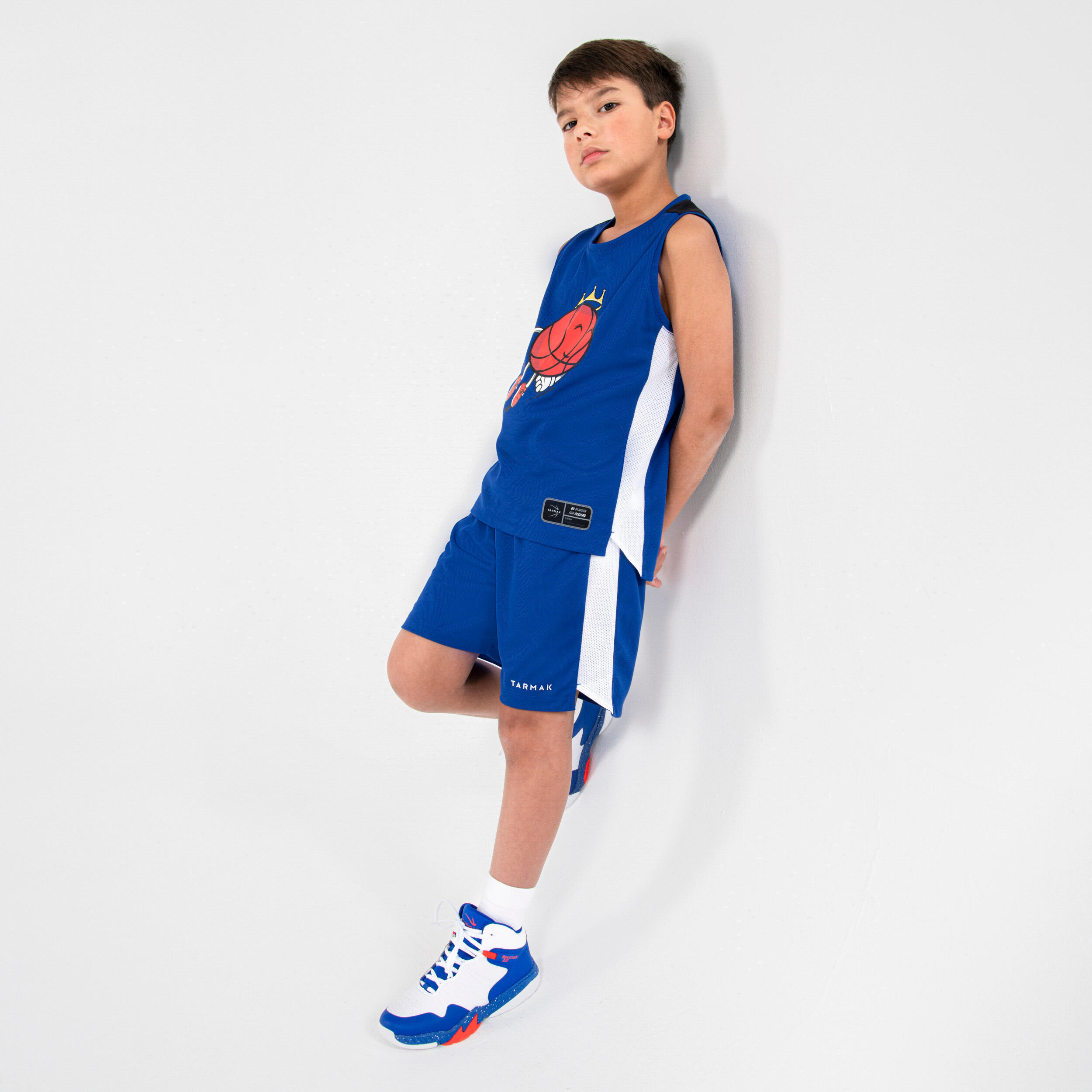 Kids' Basketball Shorts SH500 - Blue/White 3/5