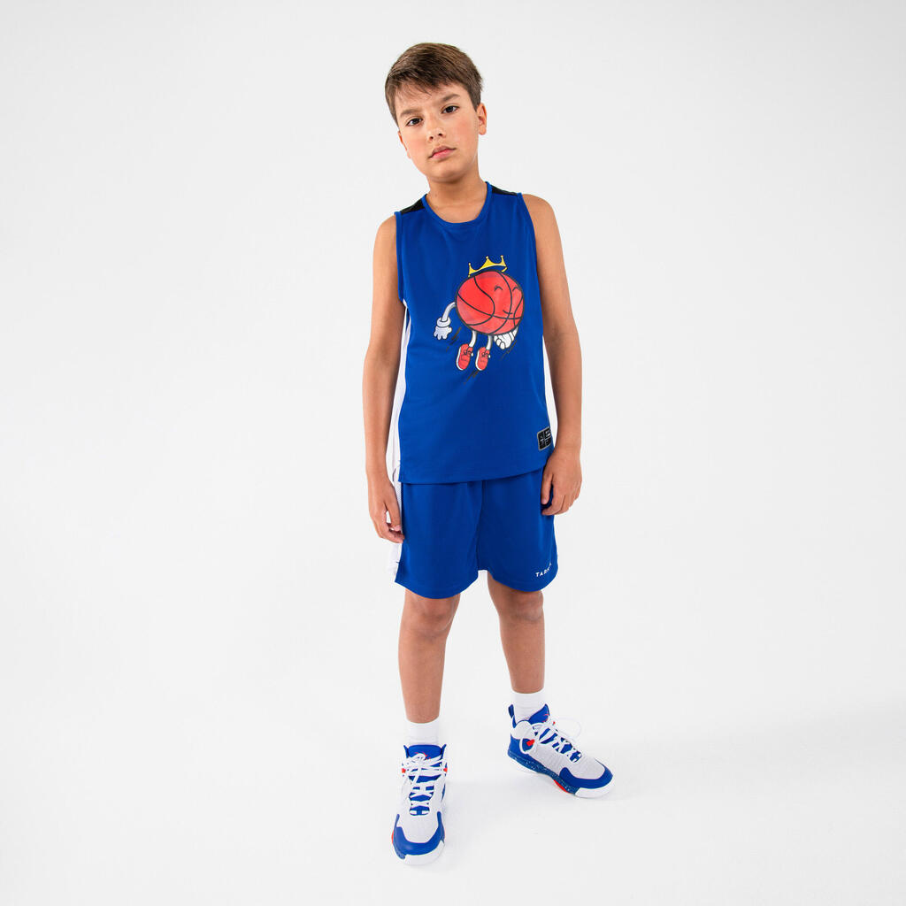 Kinder ärmellos Basketball Trikot - T500 schwarz