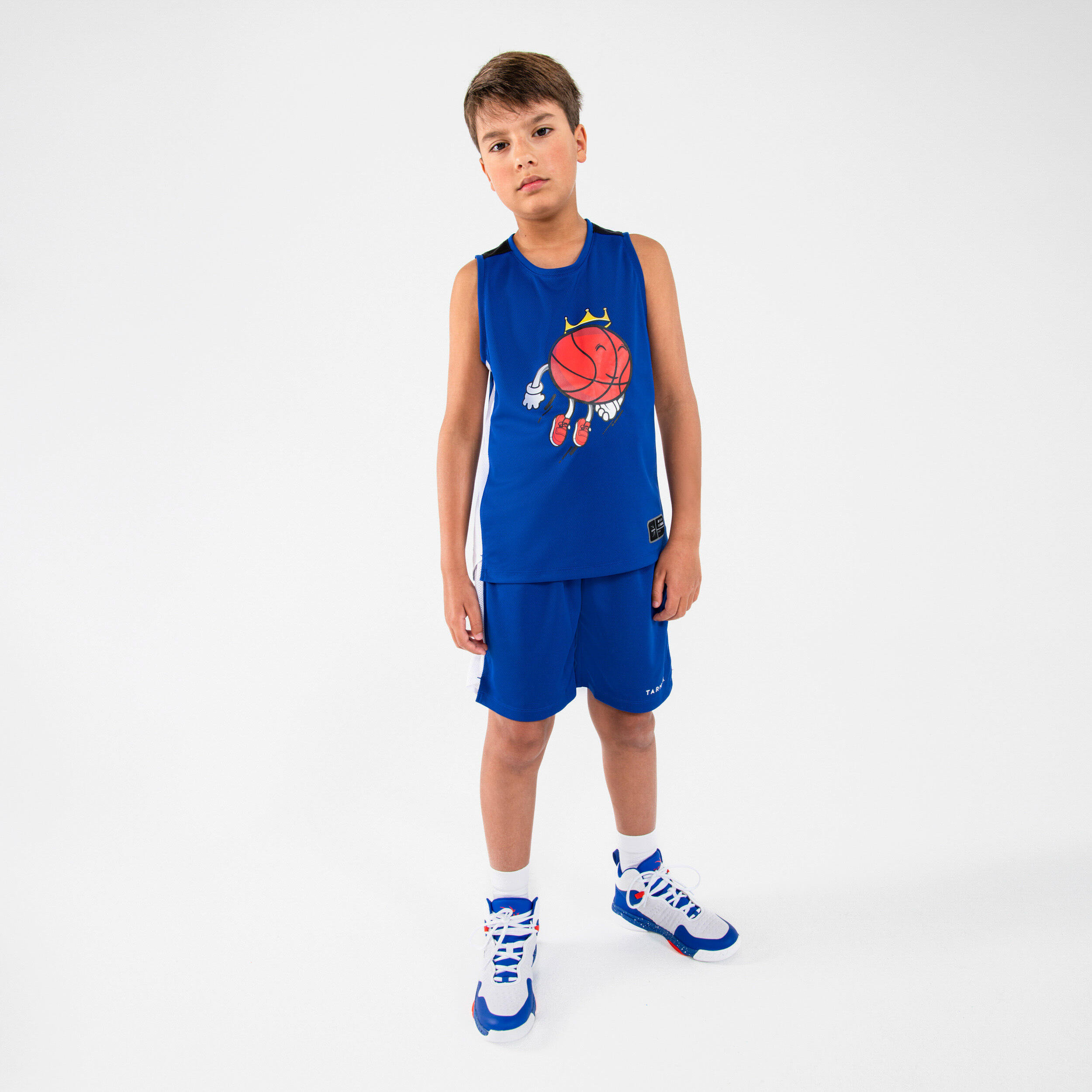 Kids' Sleeveless Basketball Jersey T500 - Blue/White 5/6