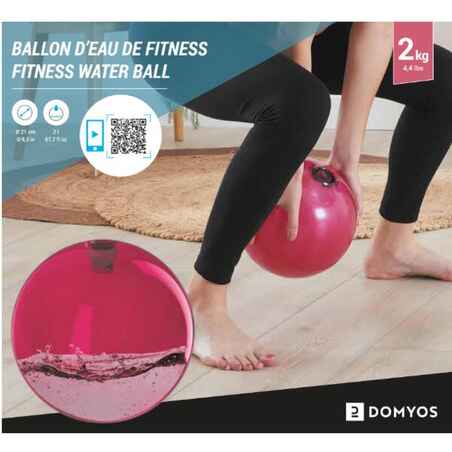 Balón con agua de fitness de 2kg para intensificar los músculos Domyos rosado
