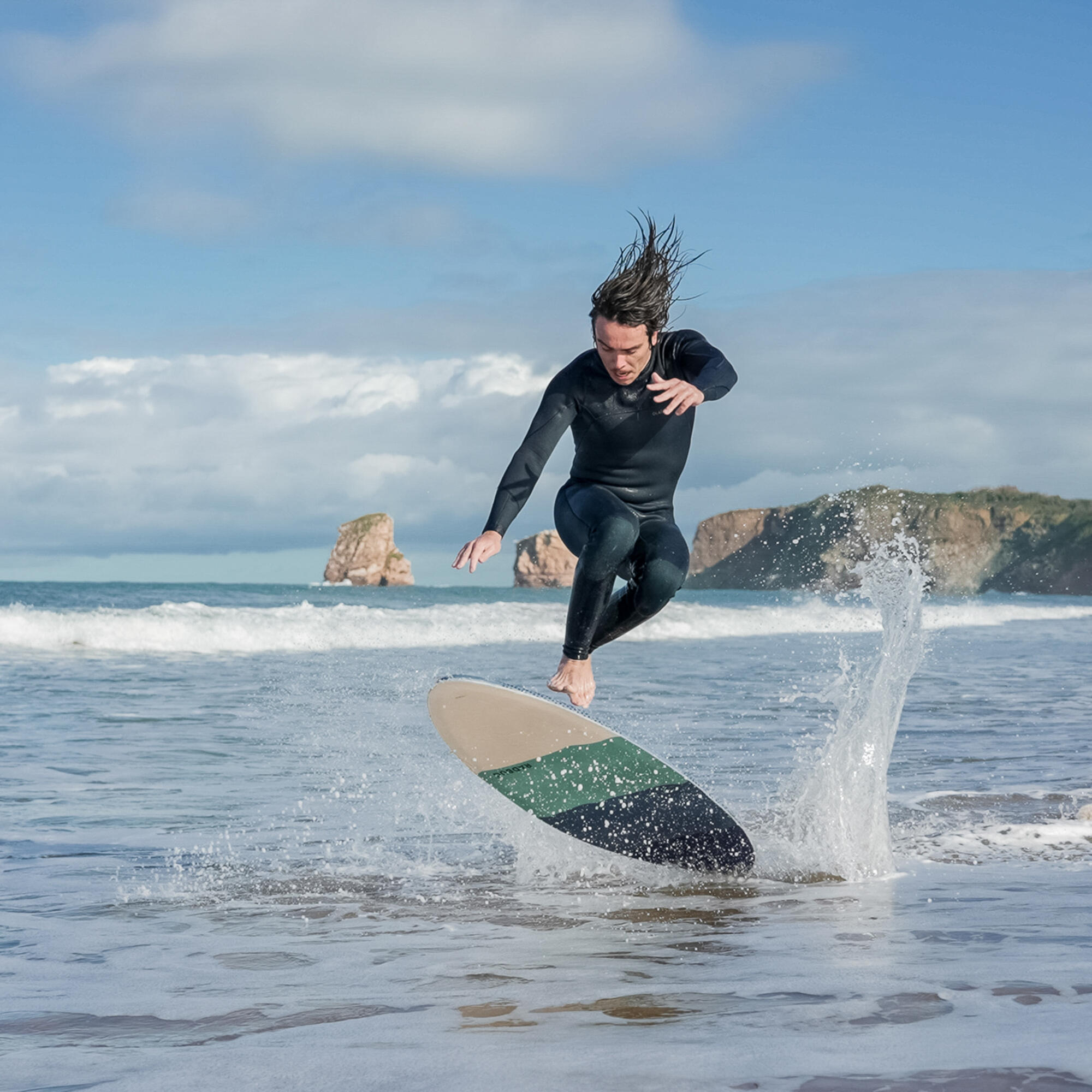 Foam skimboard voor volwassenen 500 blauw/grijs 6/7