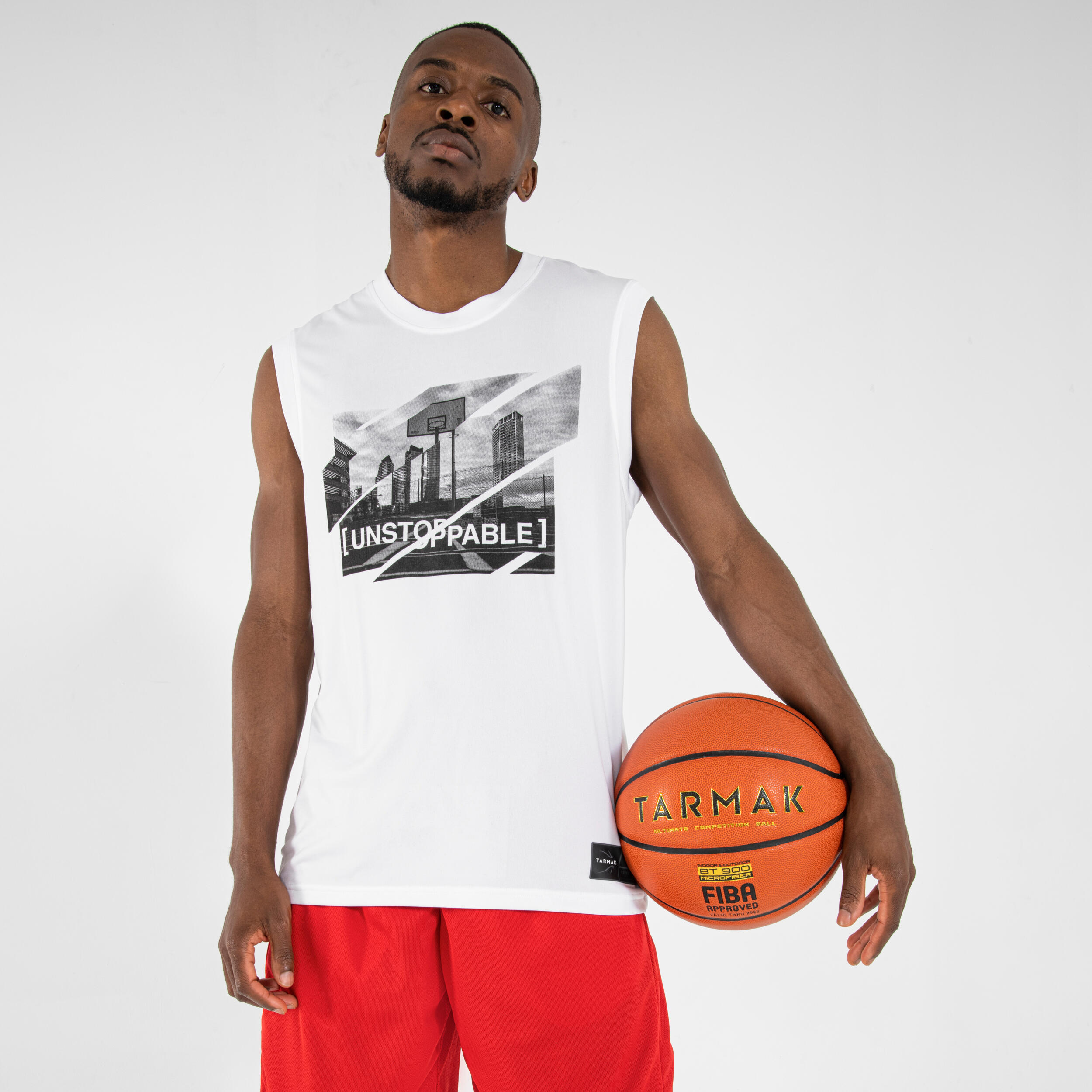 Men's/Women's Sleeveless Basketball Jersey TS500 - White 4/6
