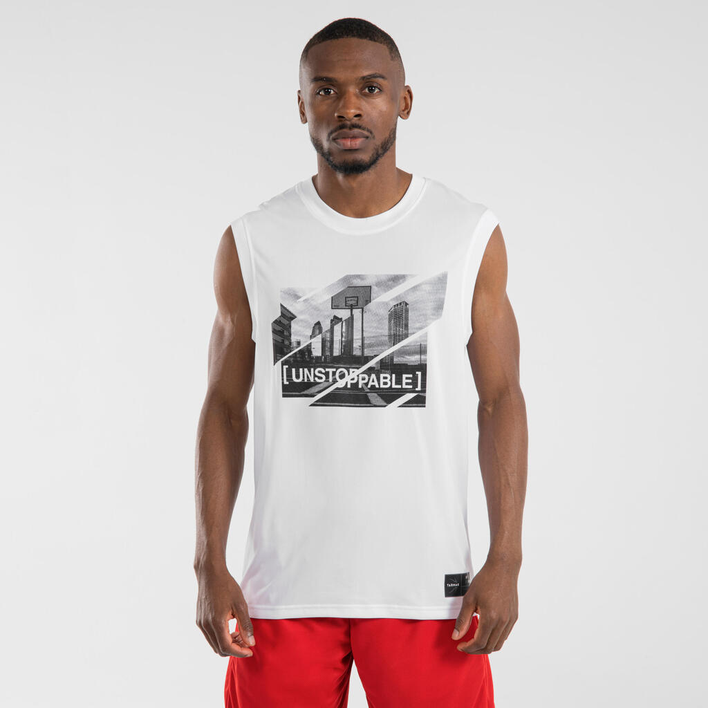 Basketballtrikot ärmellos TS500 Damen/Herren weiss
