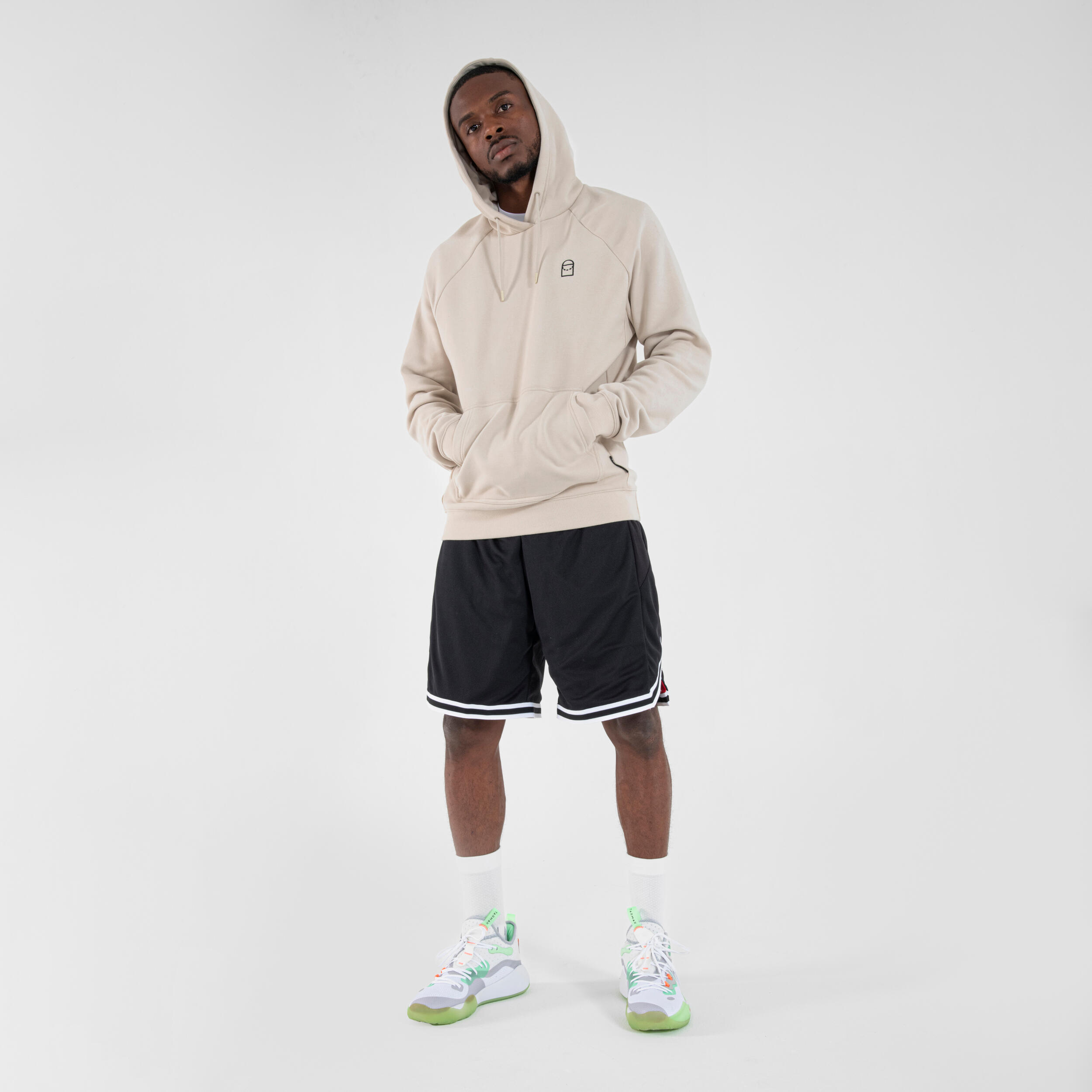SUDADERA DE BALONCESTO CON CAPUCHA UNISEX - H100 BEIGE 7/12