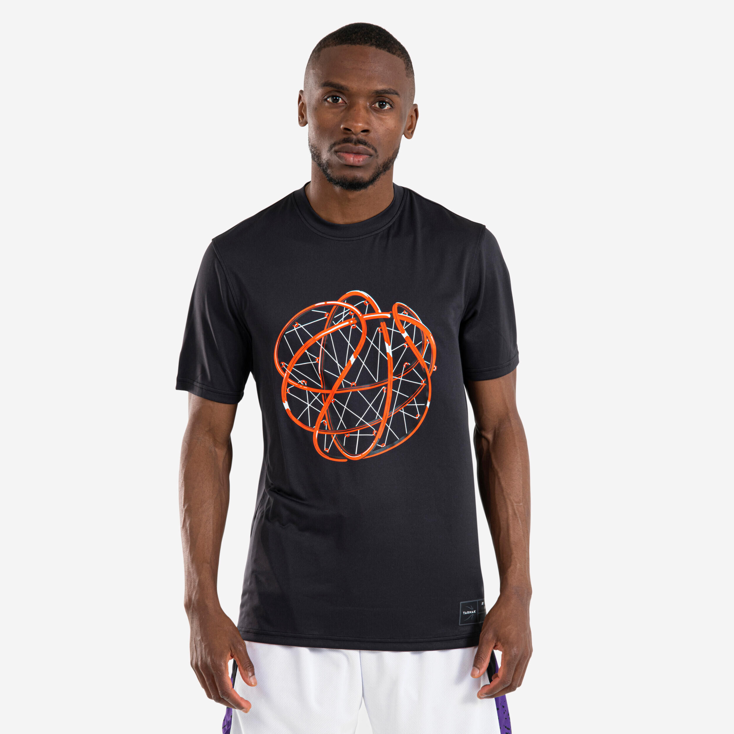 TARMAK Men's Basketball T-Shirt TS500 Fast - Black Ball