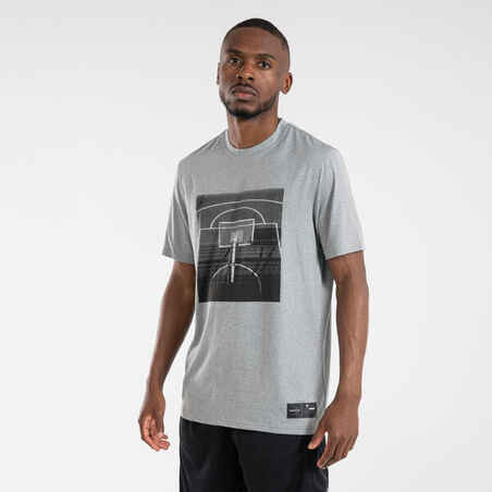 Vyriški krepšinio marškinėliai „TS500 Fast“, pilki su lentos paveikslėliu