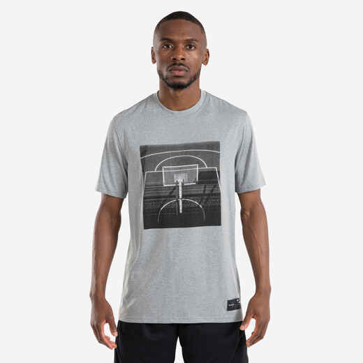 
      Vyriški krepšinio marškinėliai „TS500 Fast“, pilki su lentos paveikslėliu
  