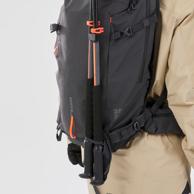 Sac à dos Airbag pour le ski Freeride 30L - noir (cartouche non incluse)