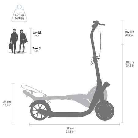 Suaugusiųjų paspirtukas „Commute 900“, pilkas