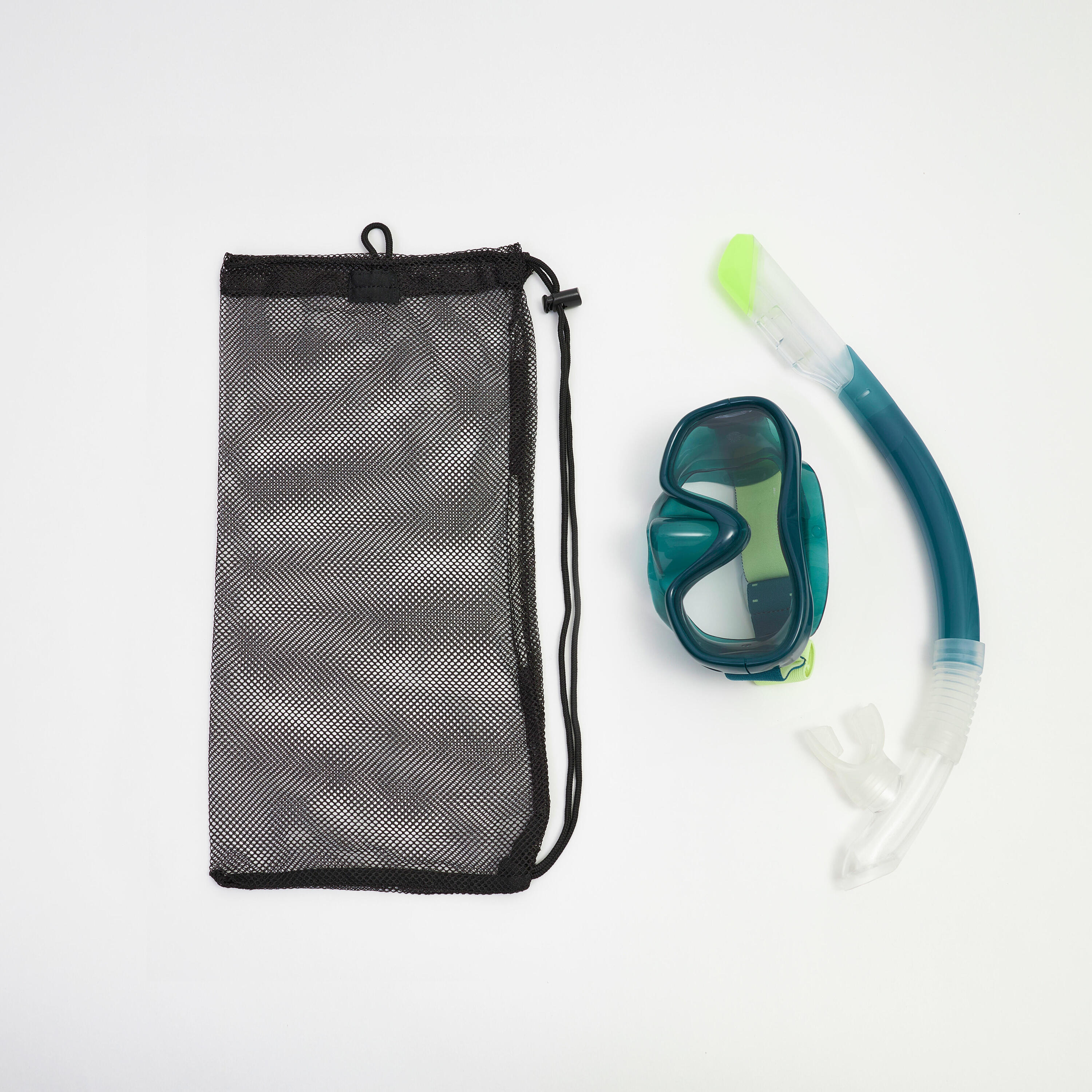 SUBEA Adult snorkelling Kit 100 COMFORT mask and DRYTOP snorkel green with bag