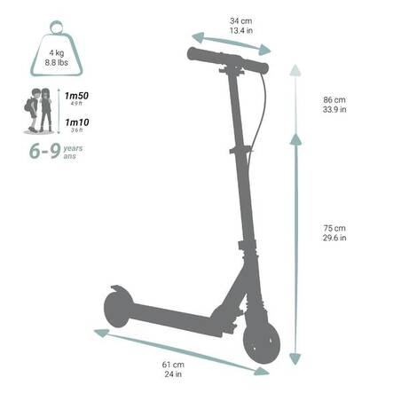 Kids' Scooter with Handlebar Brake and Suspension Mid 5 - Grey/Blue