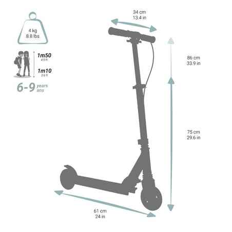 Kids' Scooter with Handlebar Brake and Suspension Mid 5 - Grey/Mint