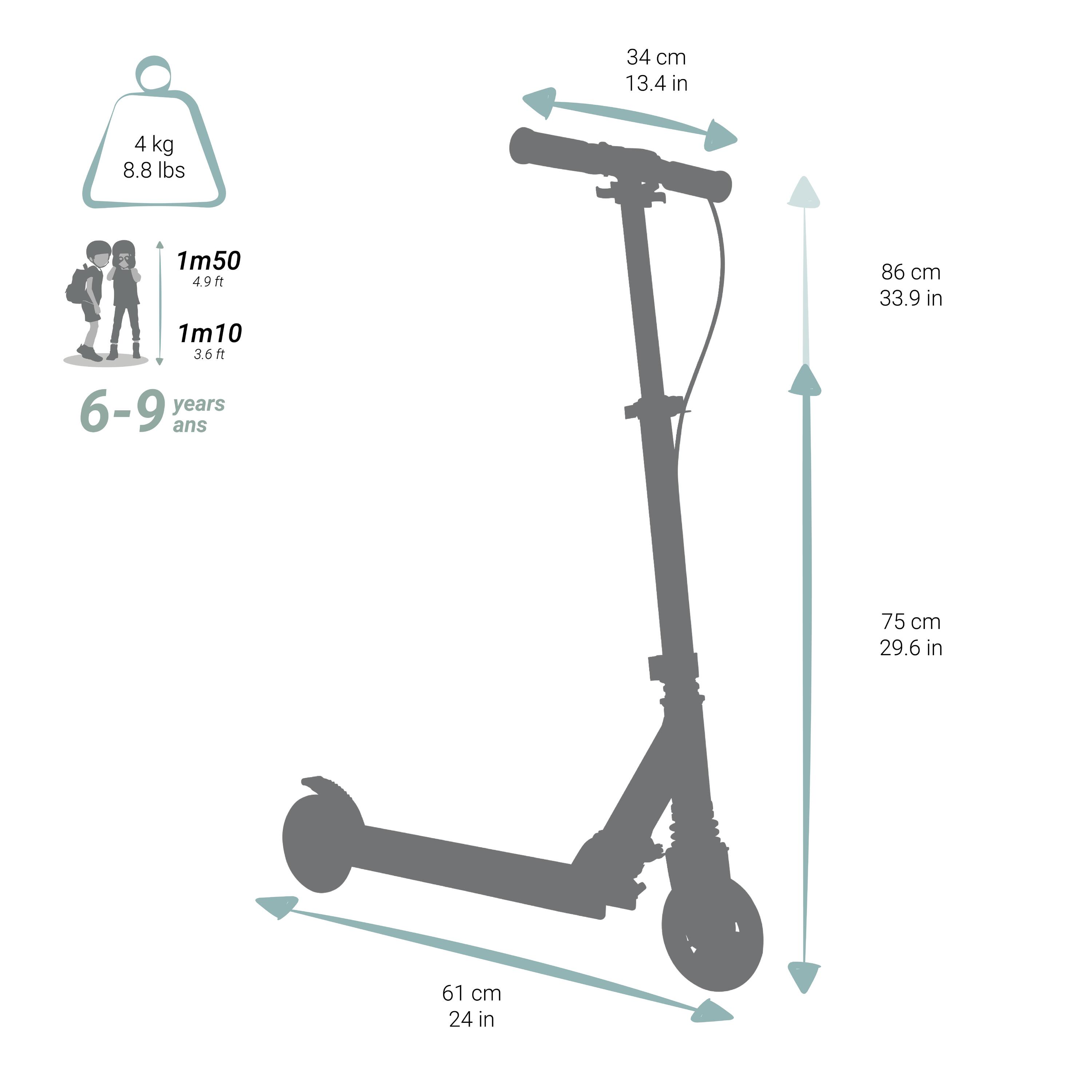 Kids' Scooter with Handlebar Brake and Suspension Mid 5 - Grey/Mint 9/9