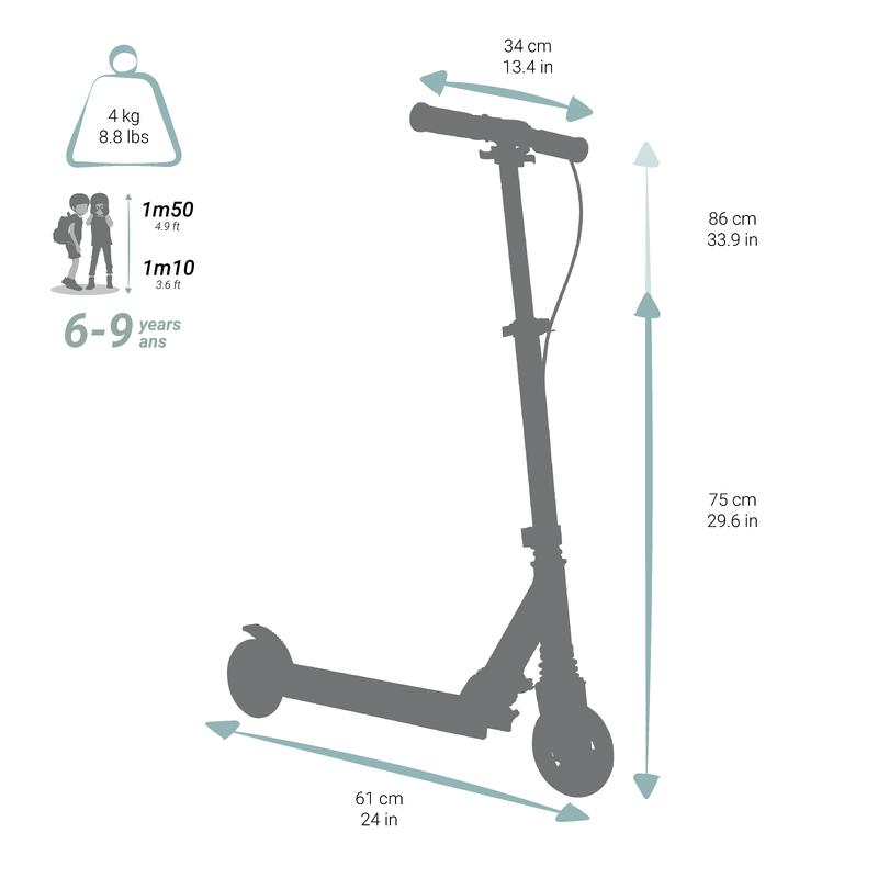 Trottinette enfant mid5 avec frein au guidon et suspension graphisme bleu
