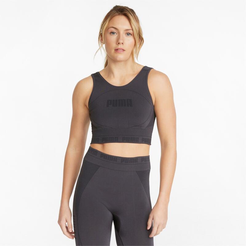 PUMA T-Shirt Crop Top Fitness Damen EvoKNIT - schwarz 