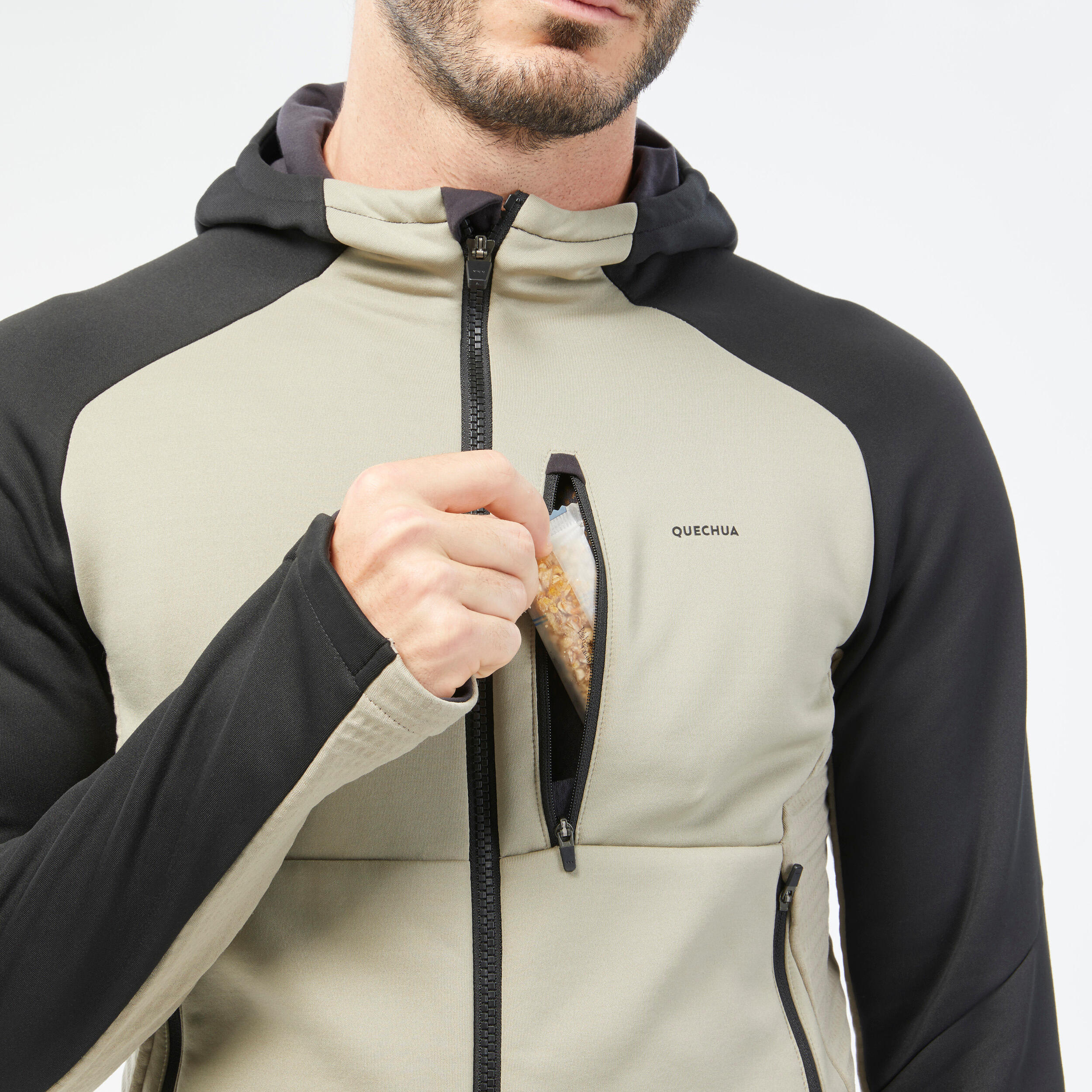 Men's Hiking Fleece Jacket - MH520 Hood 10/10