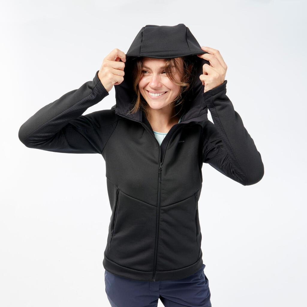 Fleecejacke Damen mit Kapuze Wandern - MH500 Hood 