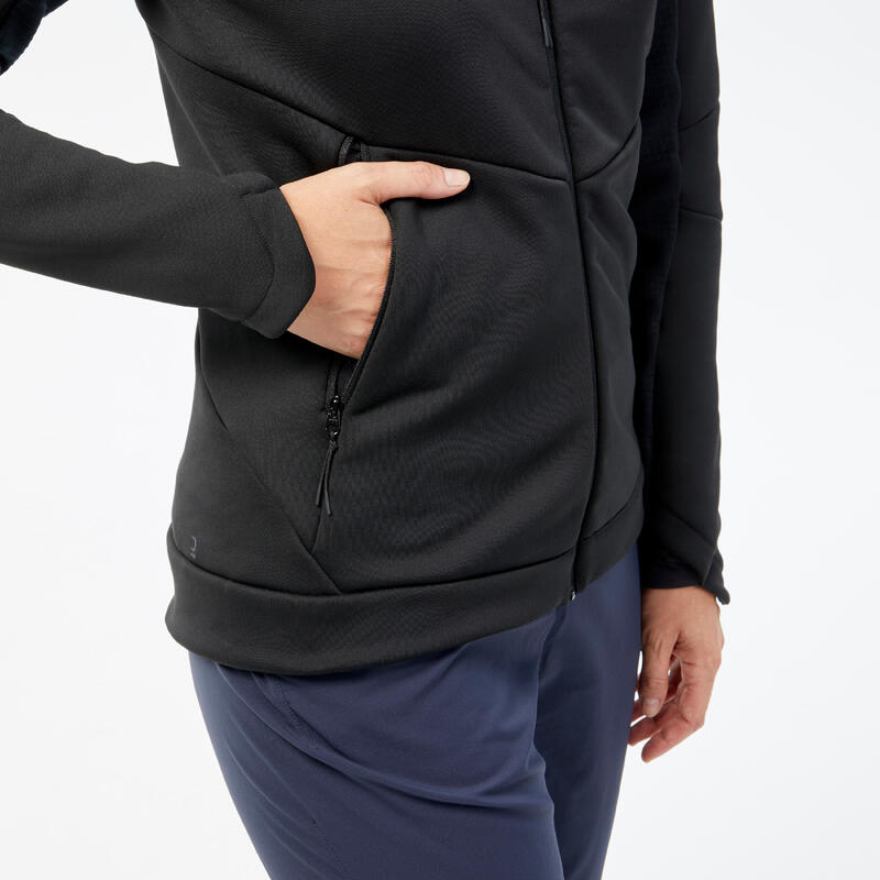 Fleece wandeljas voor dames MH500 met capuchon