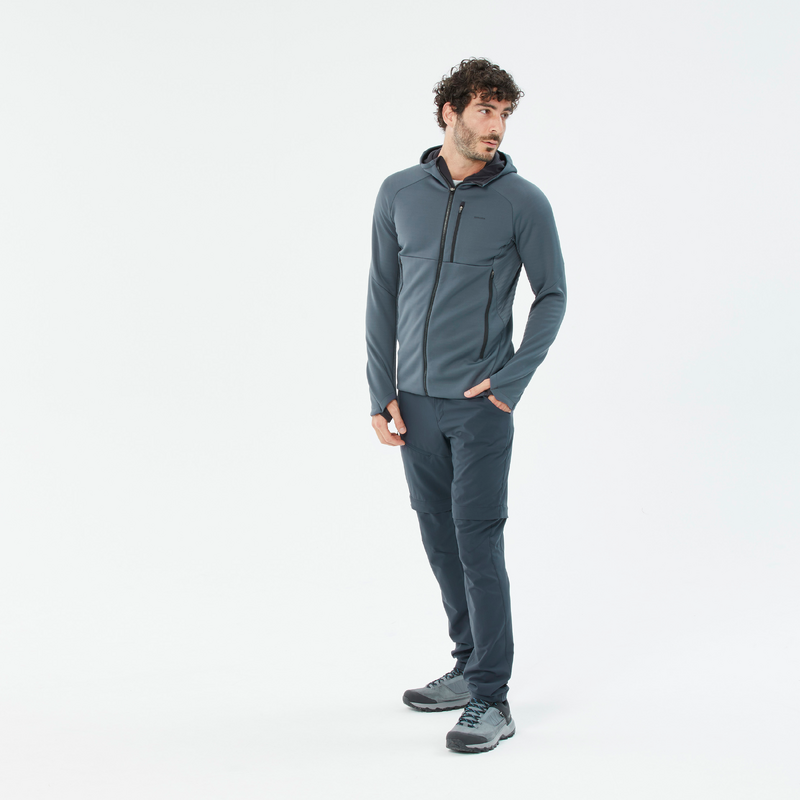 Veste Polaire de randonnee MH520 Hood Gris Homme pour les clubs et collectivites Decathlon Pro