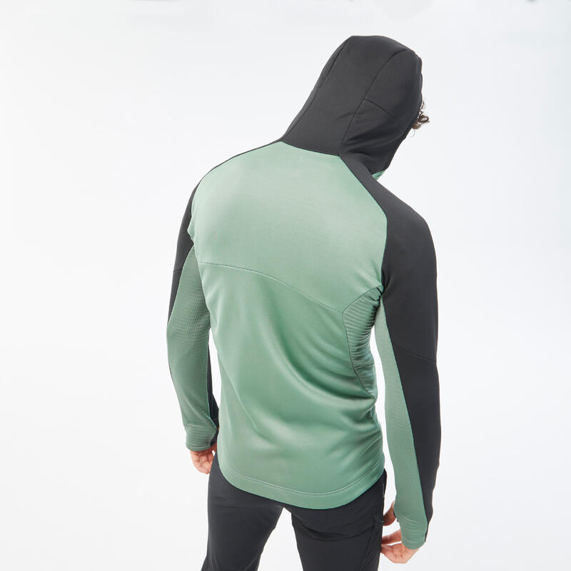 Fleecejacke mit Kapuze Herren Wandern - MH500 Hood grün