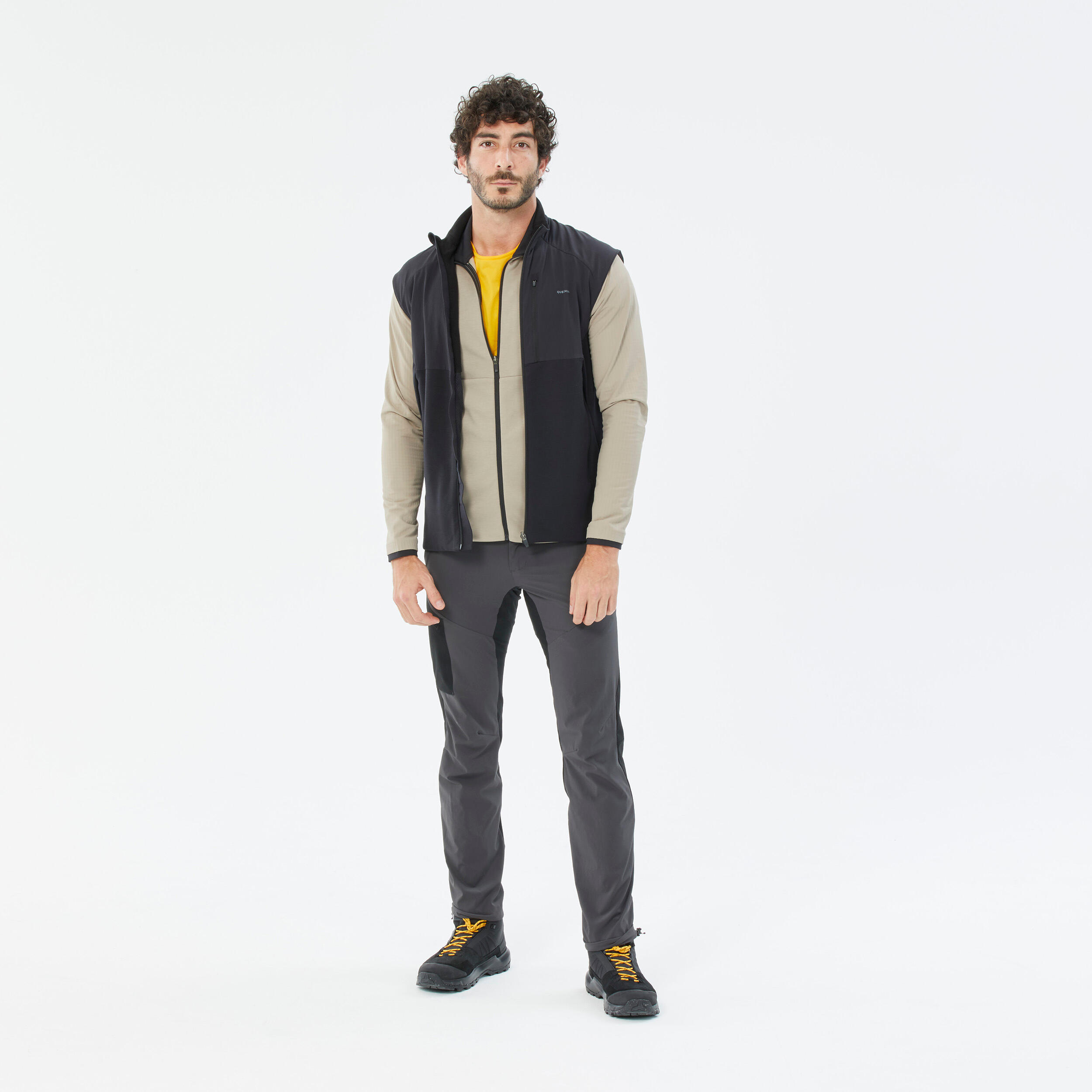 Casaco polar de caminhada na montanha homem MH500 light fecho bege 9/16