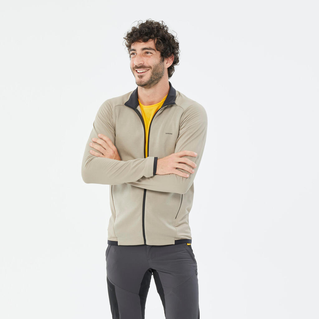 Fleecejacke Herren Bergwandern - MH500 Light Full Zip beige