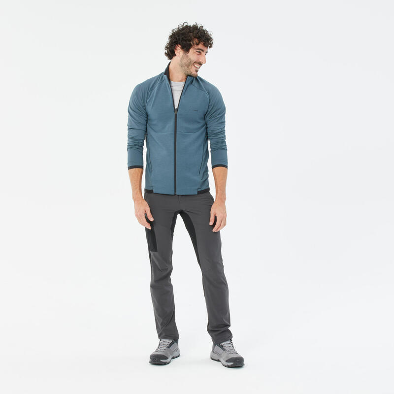 Polaire de randonnée montagne homme, MH500 Light full zip bleu