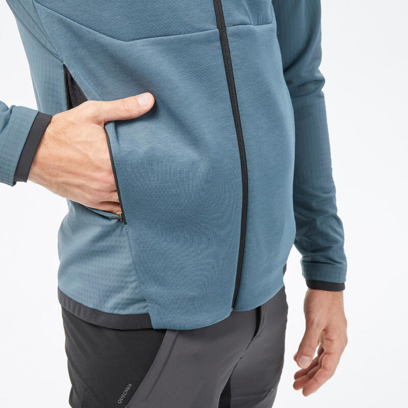 Polaire de randonnée montagne homme, MH500 Light full zip bleu